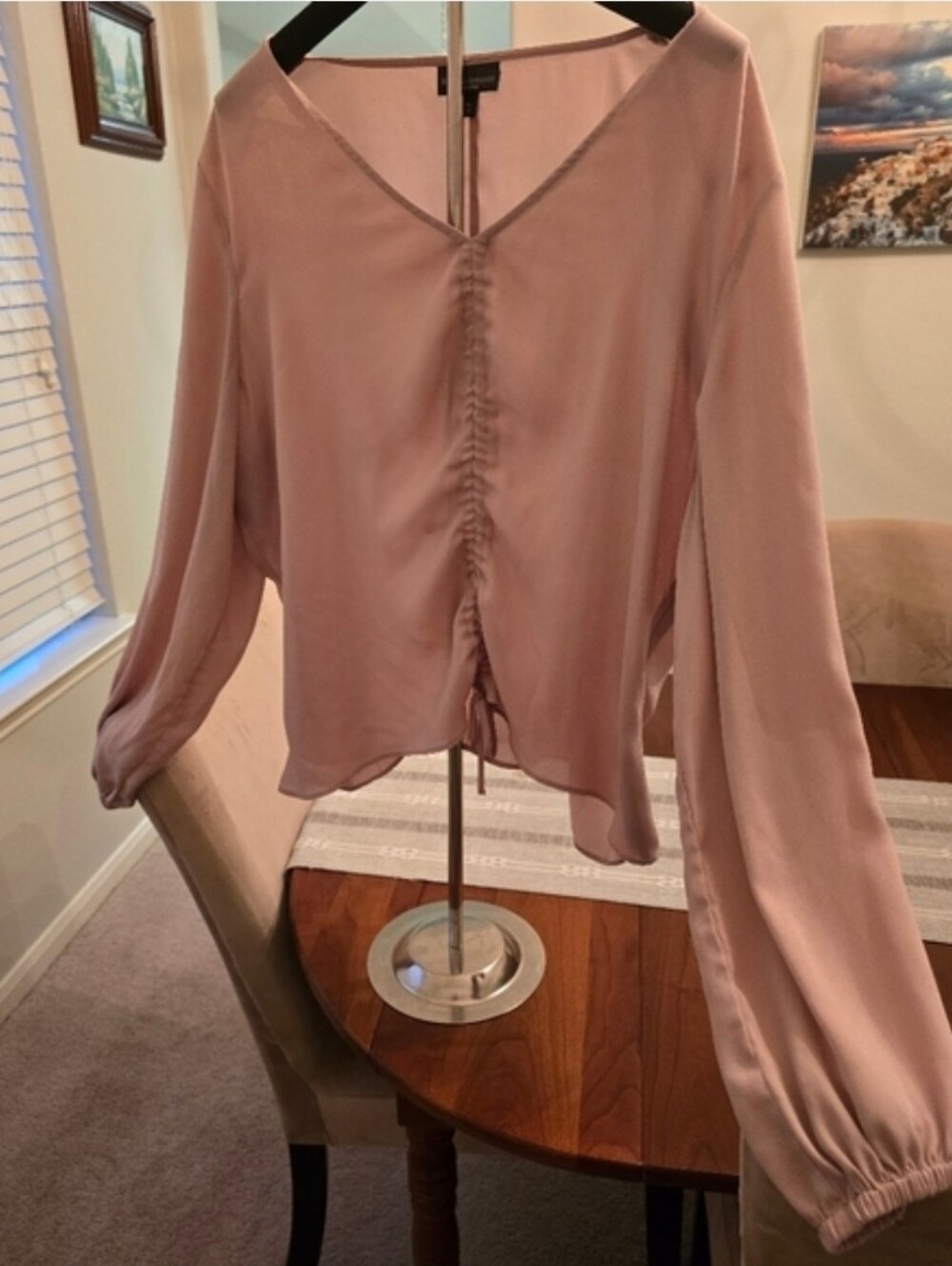 Bold Elements Blush Pink Ruched Front Drawstring Blouse - Size XXL